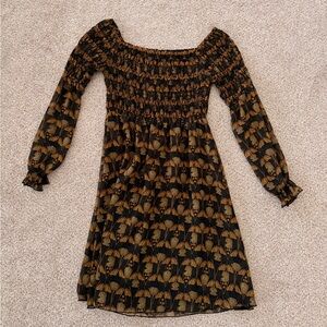 Motivi Black and Brown Long Sleeve Dress